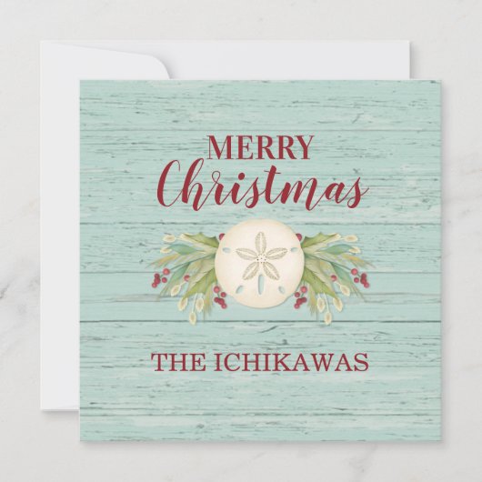 Kustkerstbal foto feestdagenkaart (Voorkant)