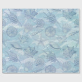 Kustkerstblauw Waterverf zeeschelpen Cadeaupapier (Vlak)
