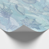 Kustkerstblauw Waterverf zeeschelpen Cadeaupapier (Hoek)