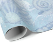 Kustkerstblauw Waterverf zeeschelpen Cadeaupapier (Rol Hoek)
