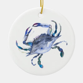 Kustkerstblauwe Waterverf krab Keramisch Ornament