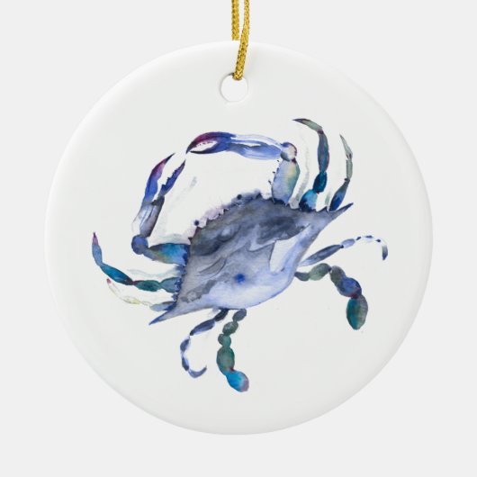 Kustkerstblauwe Waterverf krab Keramisch Ornament (Voorkant)