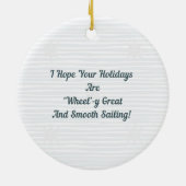 Kustkerstboom nautische scheepswiel keramisch ornament (Achterkant)