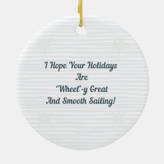 Kustkerstboom nautische scheepswiel keramisch ornament (Achterkant)