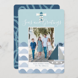 Kustkerstcadeau voor Sailboat Holiday Kaart