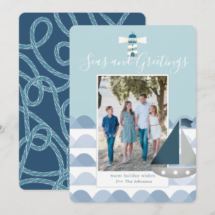 Kustkerstcadeau voor Sailboat Holiday Kaart