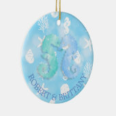 Kustkerstdecor Seahorse gepersonaliseerd Keramisch Ornament (Rechts)
