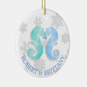 Kustkerstdecor Seahorse gepersonaliseerd Keramisch Ornament (Rechts)