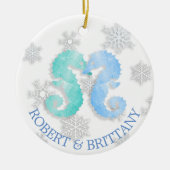 Kustkerstdecor Seahorse gepersonaliseerd Keramisch Ornament (Voorkant)