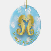 Kustkerstdecor Seahorse gepersonaliseerd Keramisch Ornament (Rechts)
