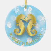 Kustkerstdecor Seahorse gepersonaliseerd Keramisch Ornament (Voorkant)