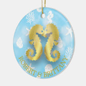 Kustkerstdecor Seahorse gepersonaliseerd Keramisch Ornament (Links)