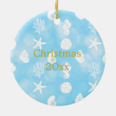 Kustkerstdecor Seahorse gepersonaliseerd Keramisch Ornament (Achterkant)