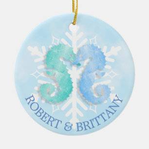 Kustkerstdecor Seahorse gepersonaliseerd Keramisch Ornament