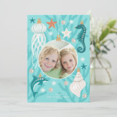 Kustkerstfamilie Feestdagenkaart (Staand voorkant)