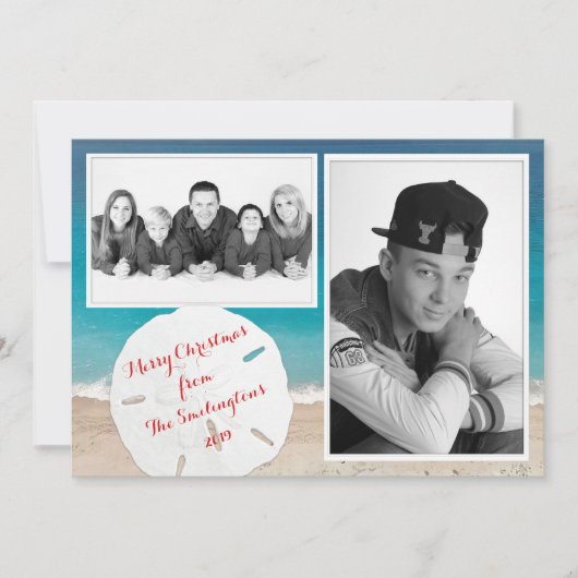 Kustkerstfamilie Foto's en dollar Feestdagenkaart (Voorkant)