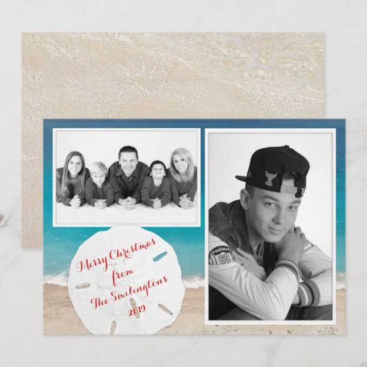 Kustkerstfamilie Foto's en dollar Feestdagenkaart (Voorkant / Achterkant)