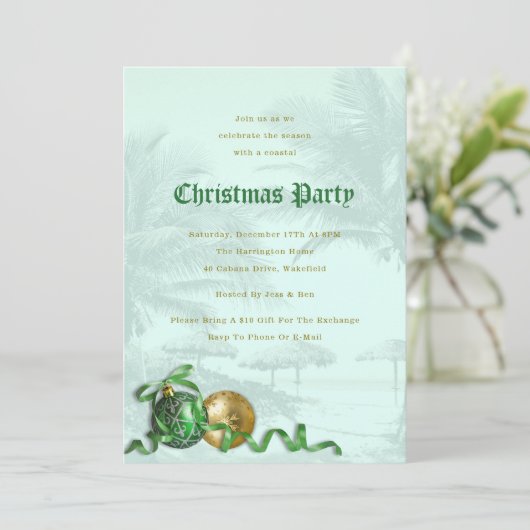 Kustkerstfeest Palm Trees uitnodiging (Staand voorkant)