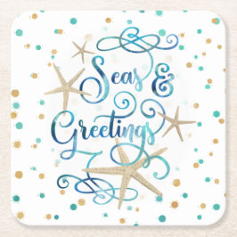 Kustkerstfeestjes en -ZEEEN Kartonnen Onderzetters