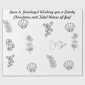 Kustkerstgroeten met flora en fauna cadeaupapier (Vlak)