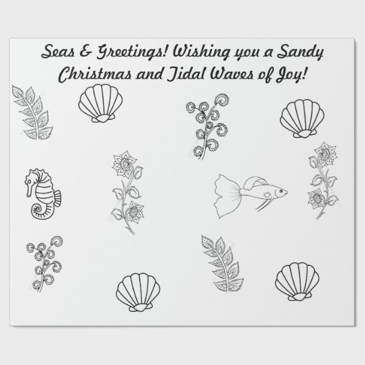 Kustkerstgroeten met flora en fauna cadeaupapier (Vlak)