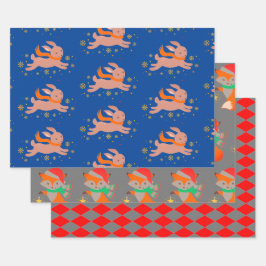 KUSTKERSTMAS-DIEREN, FLAT SHEET Wrapping Paper