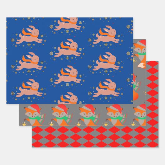 KUSTKERSTMAS-DIEREN, FLAT SHEET Wrapping Paper (Set)