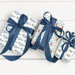 Kustkerstmis Waterverf Kerstmis Inpakpapier Vel