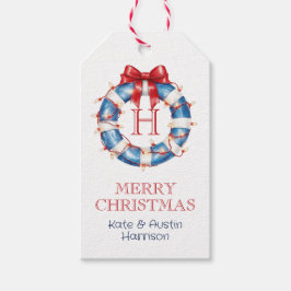 Kustkerstmonogram Bow Nautical Cadeaulabel