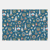 Kustkerstnautische patronen inpakpapier vel (Voorkant 2)