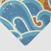 Kustkerstpatroon Retro Zon, Zee & Golven Tissuepapier (Detail)