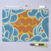 Kustkerstpatroon Retro Zon, Zee & Golven Tissuepapier (Craft)