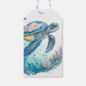 Kustkerstschildpad Waterverf Zee Cadeaulabel (Achterkant)