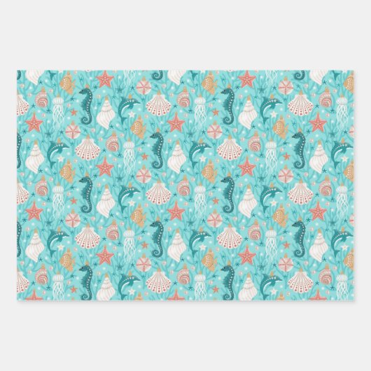 Kustkerstset van drie inpakpapier vel (Voorkant)