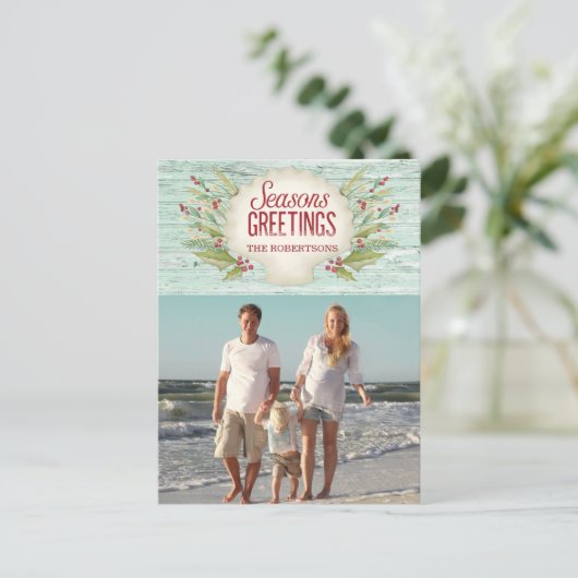 Kustkerststrand vakantiefoto briefkaart (Staand voorkant)