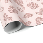 Kustkerstszeepaard Roos Gold Glitter Pink Cadeaupapier (Rol Hoek)