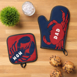 Kustkeuken Kreeft Krab Keuken Cadeau Ovenwant & Pannenlap Set