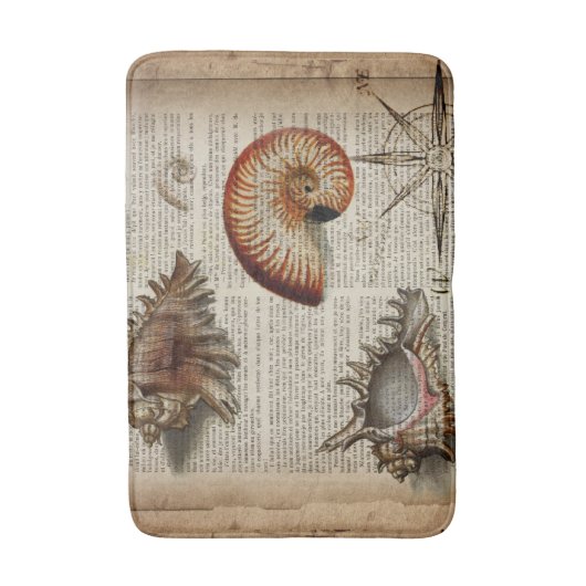 kustkever -  seashell - botanische druk badmat (Voorkant Verticaal)