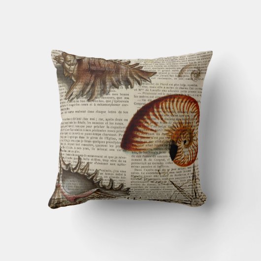 kustkever - seashell - botanische druk kussen (Achterkant)
