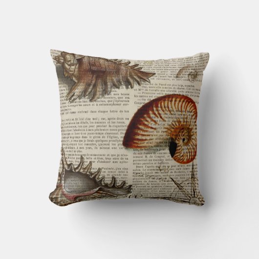 kustkever - seashell - botanische druk kussen (Voorkant)