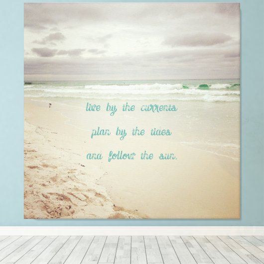 Kustkleur Strand Leven Wijsheid Canvas Afdruk (Insitu (Houten vloer))