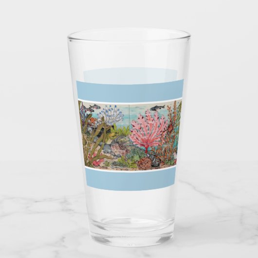 Kustkleurrijke Zee Life Blue Fish Coral Beach Glas (Voorkant)