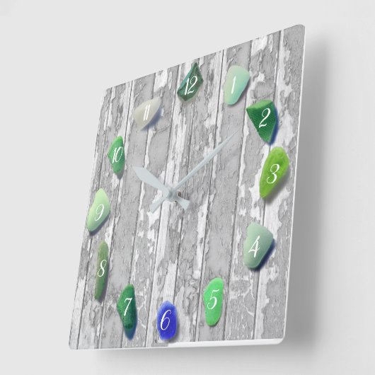 Kustkleurstof driftwood grijs groen vierkante klok (Hoek)