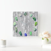 Kustkleurstof driftwood grijs groen vierkante klok (Huis)