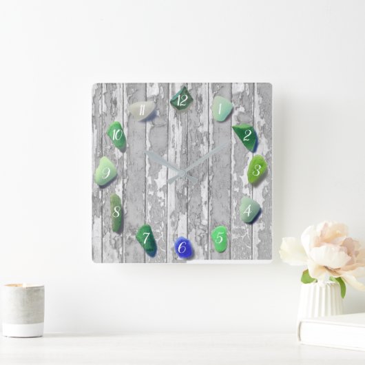 Kustkleurstof driftwood grijs groen vierkante klok (Huis)