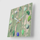 Kustkleurstof driftwood groen grijs vierkante klok (Hoek)