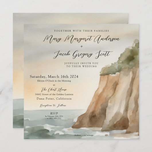 Kustklif bruiloft uitnodiging (Voorkant / Achterkant)