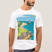 Kustklif Strand Zeilboot T-shirt (Voorkant)