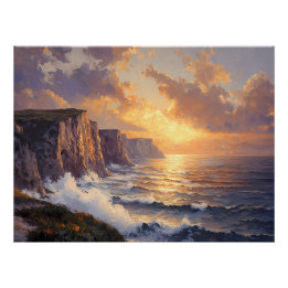 Kustkliffen bij zonsondergang perfect poster
