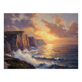 Kustkliffen bij zonsondergang perfect poster